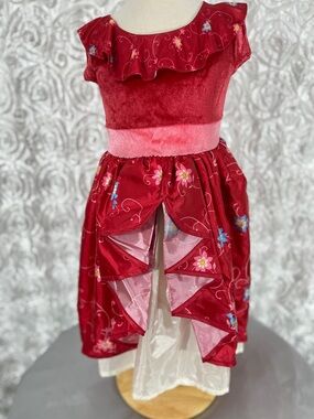 Elena of Avalor Girls Red Floral Princess Costume Dress by Little Adventures